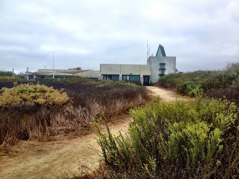 Tijuana River Visitor Center from the trail. Five-acre native plant garden surrounds the visitor center.