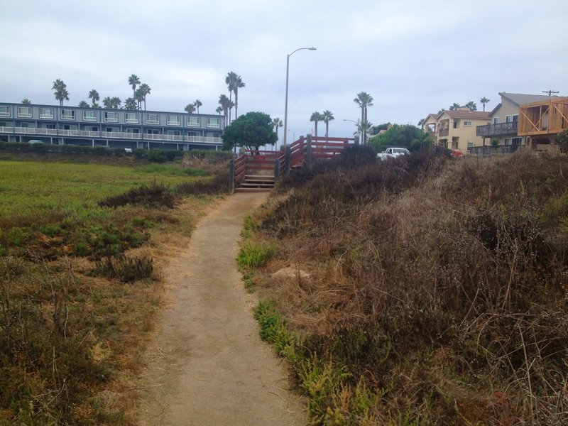 Stairs leading out of the Estuary and up to Imperial Beach Boulevard. The ocean is a short walk to the left.