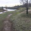 A very scenic section on a bench directly above the lake.