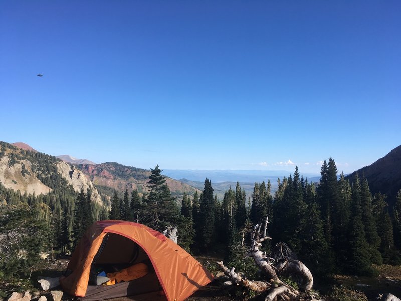 The view north, down through the valley away from Capitol Peak/Lake, back towards the trailhead.