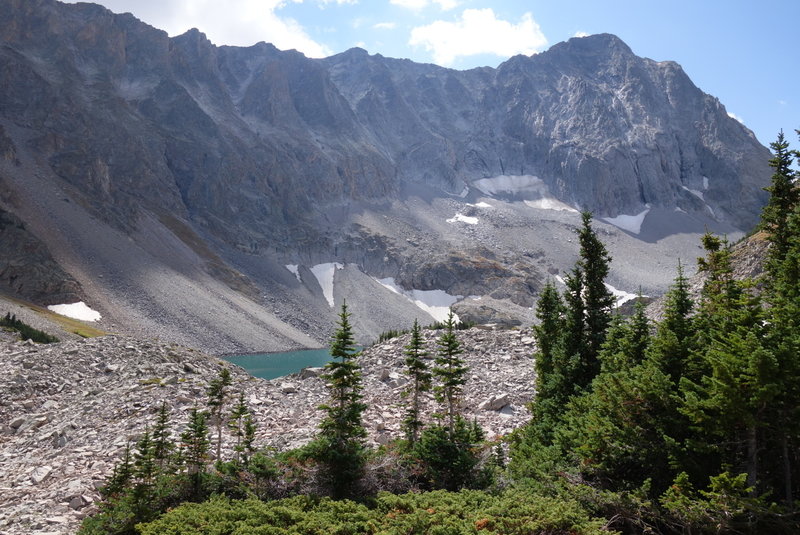 The view south from campsite 6, looking at Capitol Peak/Lake