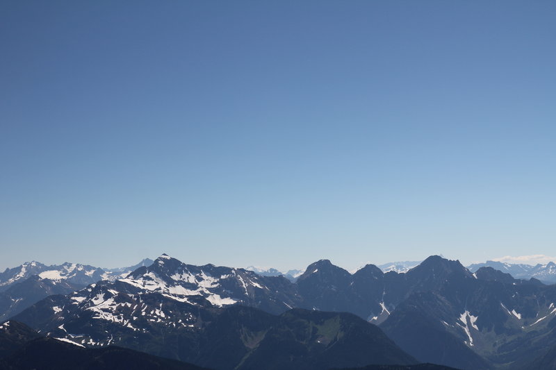 Silvertip Mountain, left centre, from Mount Outram summit