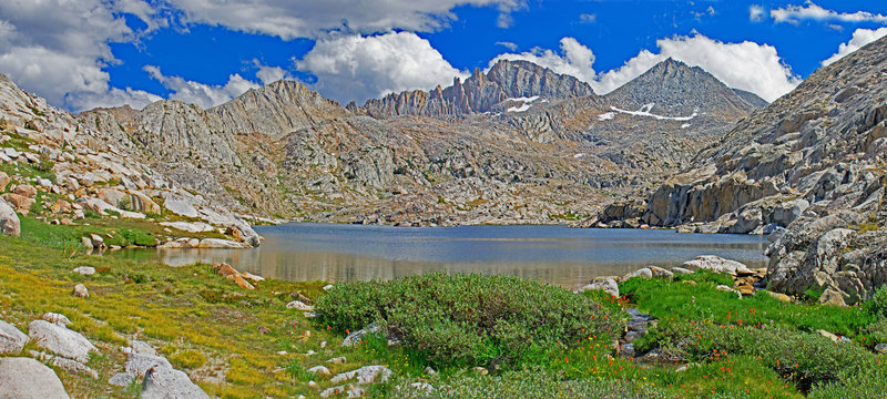 Outlet from Vee Lake with Feather Peak in the background