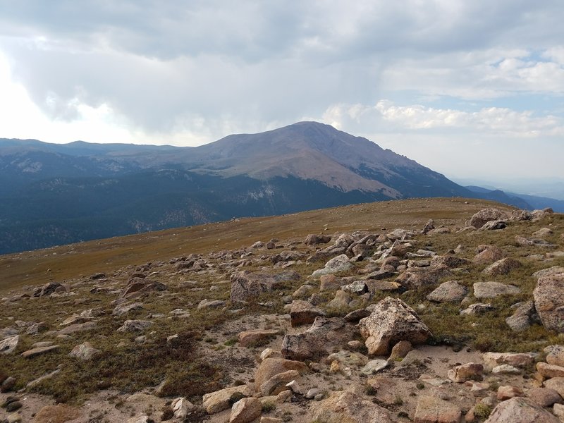 View of Pikes Peak from the summit of Almagre Mountain.