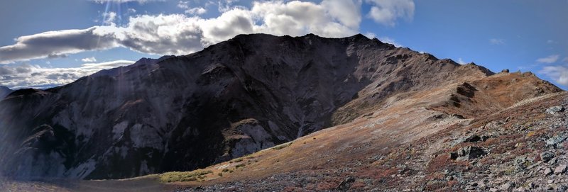 Looking up the ridge line to the summit of Mount Healy.