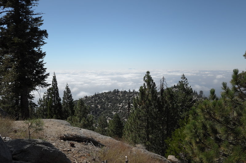 Looking west from the trail at the low cloud cover over Hemet, CA.