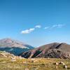 Pikes Peak, N. Almagre Peak and the approach from the basin as seen from the south peak.