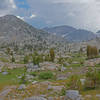 Valley on route to Three Island Lake, with sound of 500 foot cascade (not visible) and surrounded on 3 sides by granite peaks.