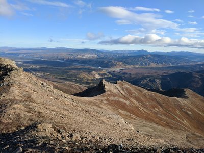 Looking down the ridgeline from near the summit.