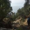 Approaching the guard tower at San Fruttuoso with a few goats grazing.