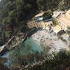 The view of San Fruttuoso from the guard tower. The smooth stone beach has very clear water and great swimming, perfect after a nice day on the trails.