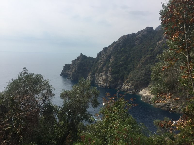 Looking down at the outer part of the San Fruttuoso bay - a great reward for the climb!