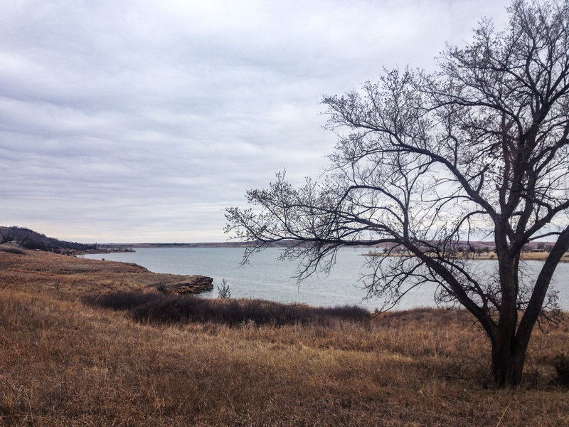 Typical beautiful view of the lake on the winding Switchgrass Trail.