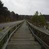 Boardwalk along Choctaw Lake Dam on the Lake Side Trail.