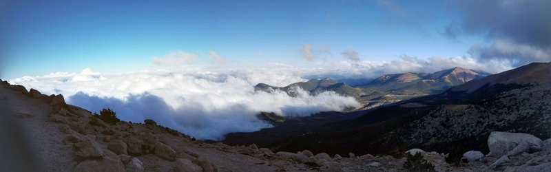 Looking north east on Barr Trail above the clouds.