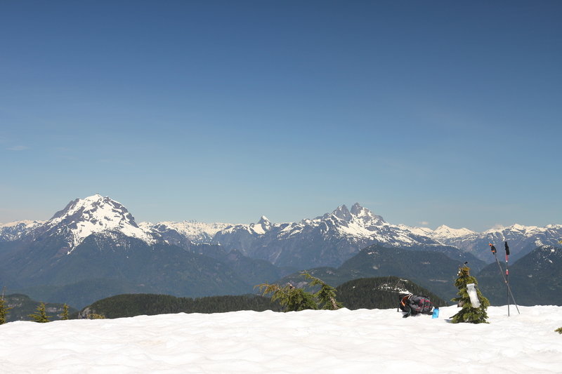 Mount Robie Reid and Judge Howay from the summit of Mount Saint Benedict.