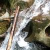 Erosion holes in streambed