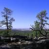 View from Purple Haze viewpoint with the Gallup Hogback and the Chuska Mountains in the distance.