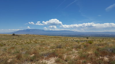 View of Albuquerque and the Sandia Mountains from the scenic overlook at the volcanoes