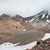 The snowy slopes of Mount Shasta and Shastina from Hidden Valley.