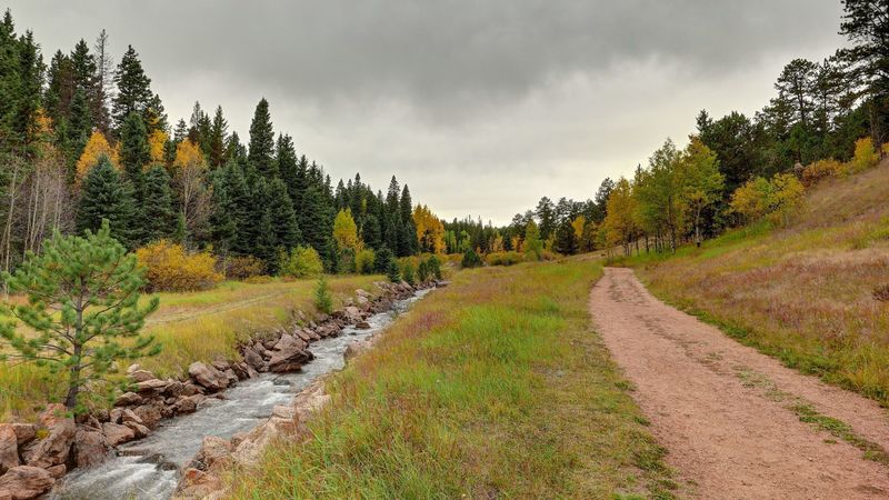 The trail follows a stream for about halfway.