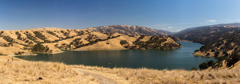 Panoramic view of Lake Del Valle from the northern shore.