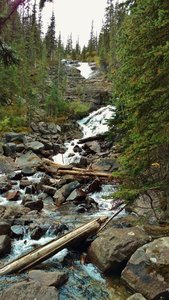 Waterfall cascading down to the first Geraldine Lake.