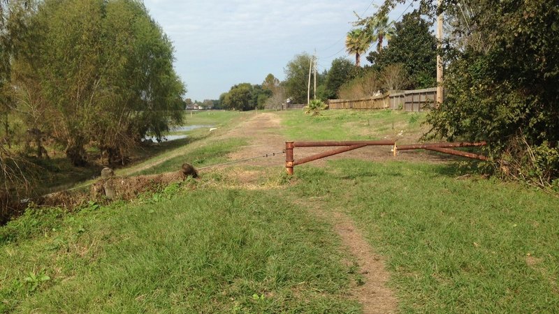 North end of Mary Helen Lee Trail. South of fence is Addicks Reservoir (US Army  Corps of Engr.).  North of fence is property of Harris County Flood Control District (HCFCD).