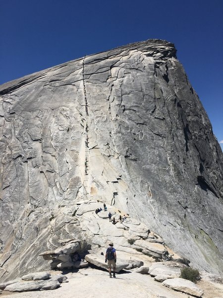 Reaching to the Half Dome cable! It was a wonderful and unforgettable experience!!