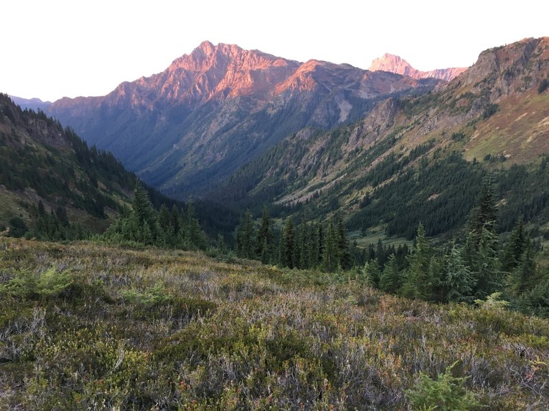 Looking north from Welcome Pass, suns going down quick.