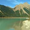 Kinney Lake and the mountains beyond, with Whitehorn Mountain on the right, seen looking northwest from the Kinney Lake trail camp