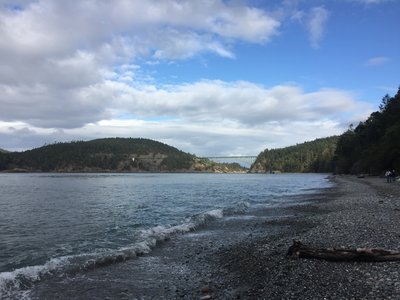 A quick step off the trail onto the beach yields great views towards Deception Pass