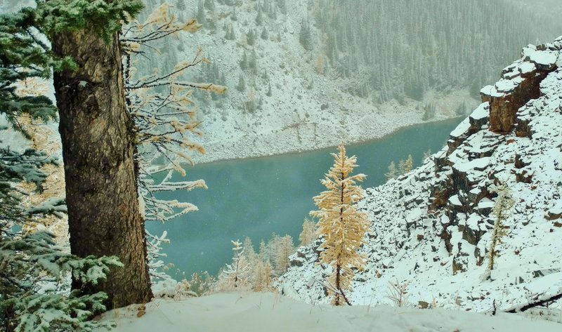 Lake Agnes, looking north from high on Big Beehive Trail