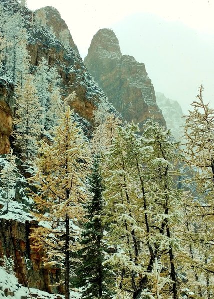 Devil's Thumb, looking southwest from high on Big Beehive Trail, on a snowy September day