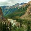 Looking down the Robson River Valley from near the bottom of the Valley of a Thousand Falls.