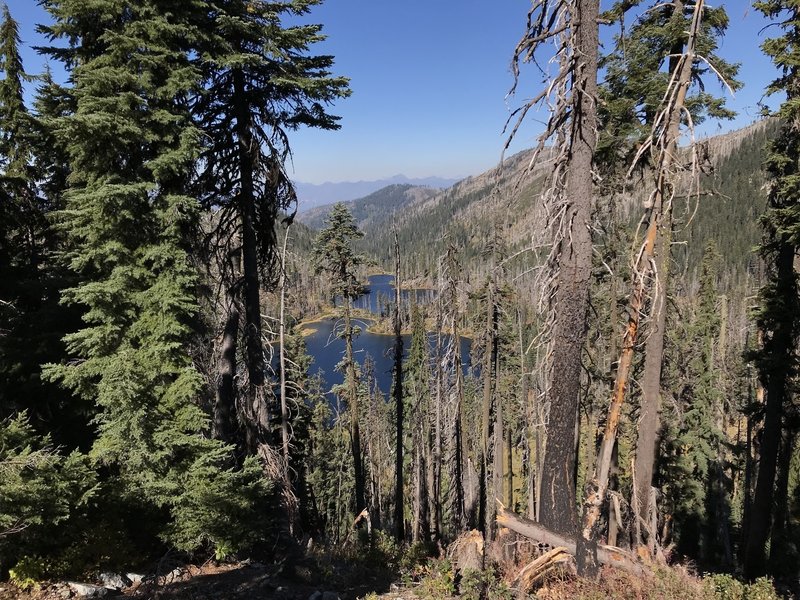 Looking down from Haypress Trail on One Mile Lake.