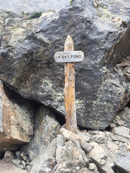 Sky Pond sign.