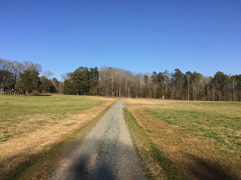 A short section on a gravel road.