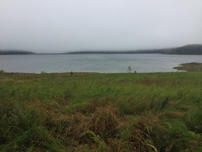 Lake view in a rainy day.