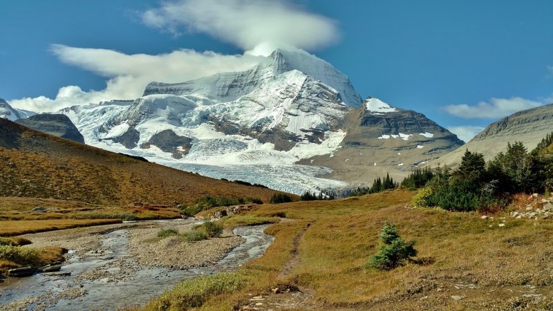 Mt. Robson from the upper meadows, below Snowbird Pass.