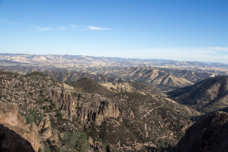 Looking east over Pinnacles National Park from High Peaks