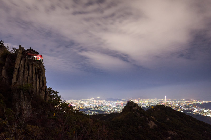 Night view of Yeonjudae and Seoul, South Korea.