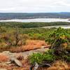 A relatively dry Wanaque Reservoir commands the view from Wyanokie High Point in Norvin Green State Forest