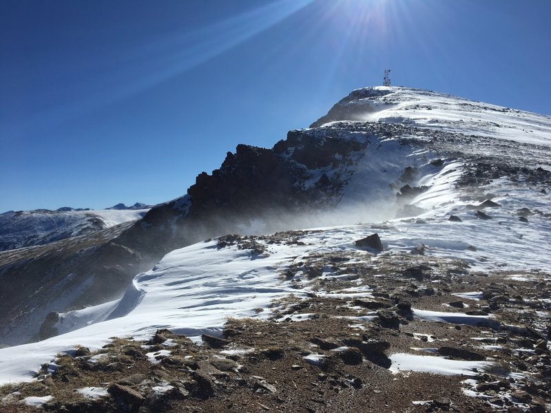 Colorado Mines Peak weather station from the snowy ridgeline