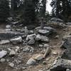 Trail Gulch Lake intersection in Trinity Alps Wilderness