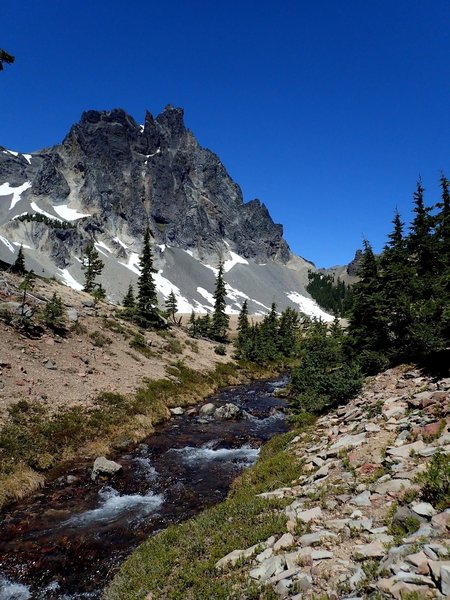 Cottonwood Creek below the east face of Mount Thielsen.