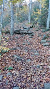 The beginning of the rock stairs