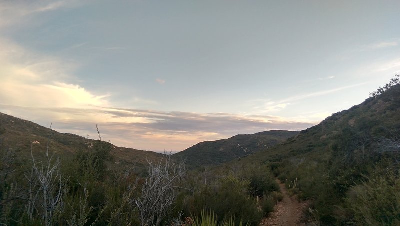 Portion of PCT near Fred Canyon Rd at dusk. Oct 18, 2017.