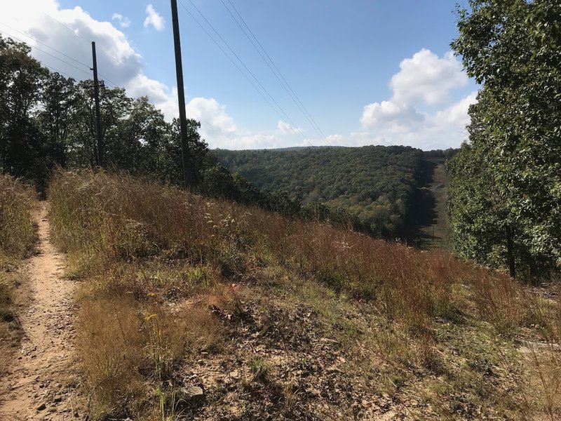 The power line crossing. The top of the hill in the distance is Highway 157.