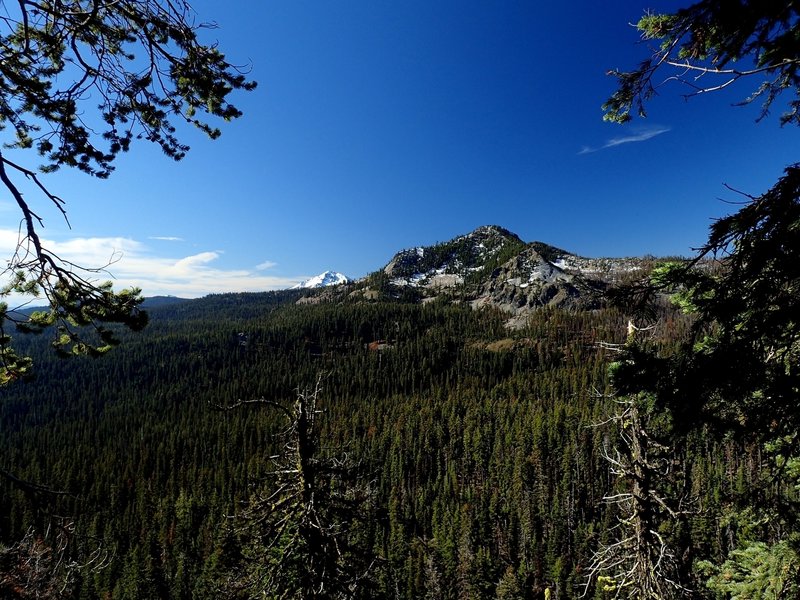 Snowy Mount McLoughlin and Luther Mountain from the Nannie Creek Trail